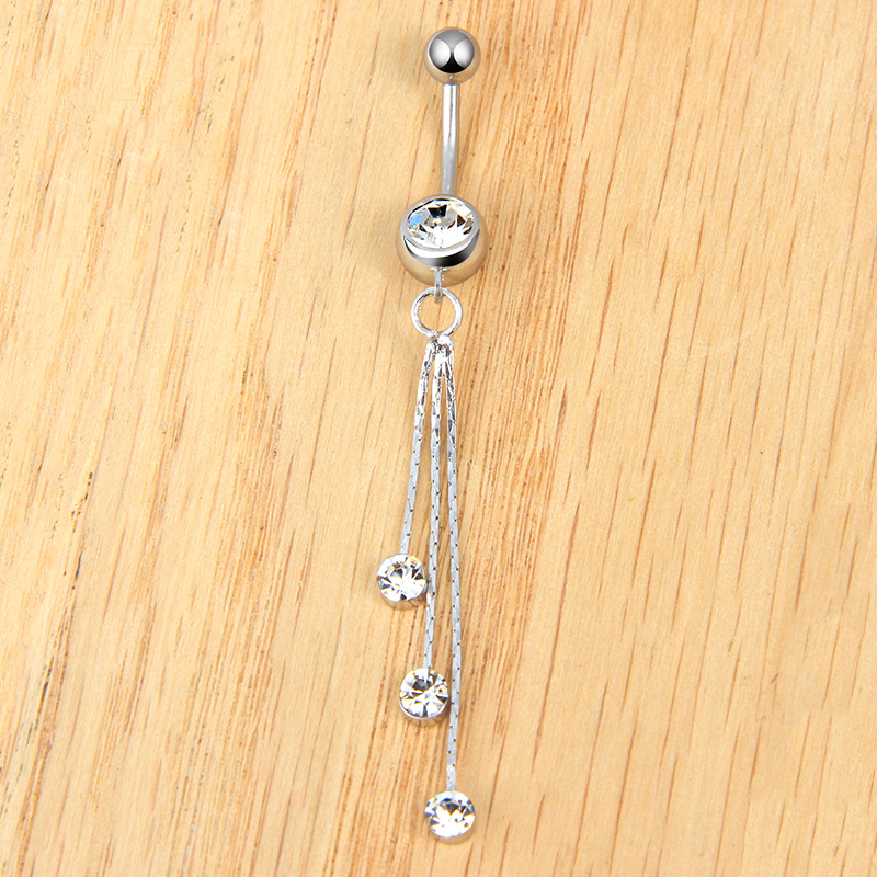 欧美水滴款流苏长款肚脐环肚皮舞防过敏脐钉穿刺品女款水晶闪亮