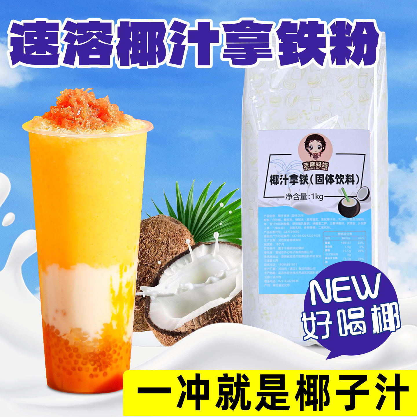 特浓椰奶粉椰汁粉椰子粉椰浆粉 水果捞专用奶商用奶茶店专用1KG