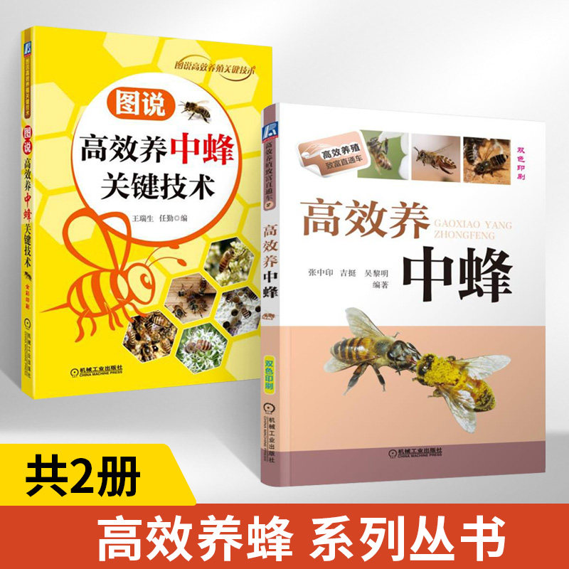 高效养蜂书籍2册 高效养中蜂+图说高效养中蜂关键技术中华蜂土蜂新技术 养蜂书籍大全技术蜜蜂中蜂养殖书养蜂养蜜蜂技术教程