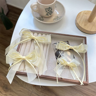 女团风少女系芭蕾法式复古蝴蝶结发夹双马尾对夹子多巴胺发绳皮筋