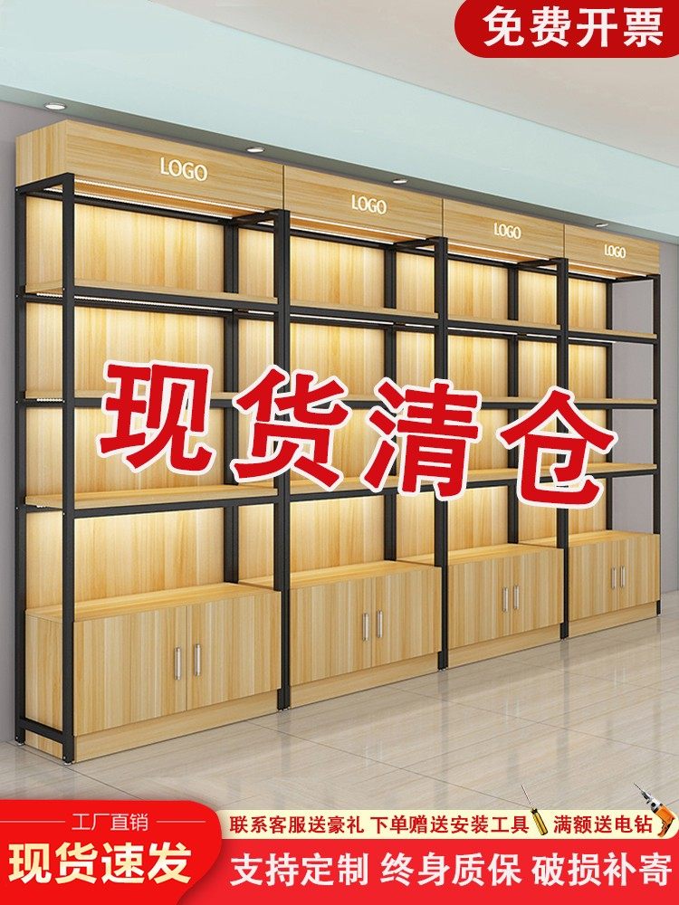 货架带门展示柜超市置物多层样品陈列架化妆品展示酒柜文具店货柜图片