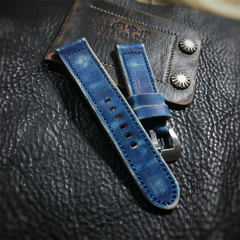 较厚牛皮表带哑光复古做旧