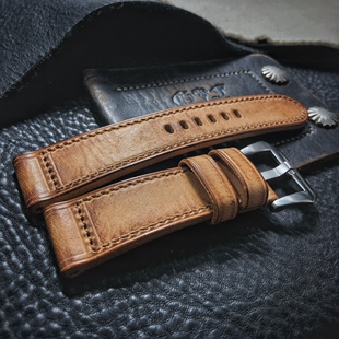 GF手工表带PAM 441原色牛皮可养牛变色很快做旧适用于沛纳海 1312