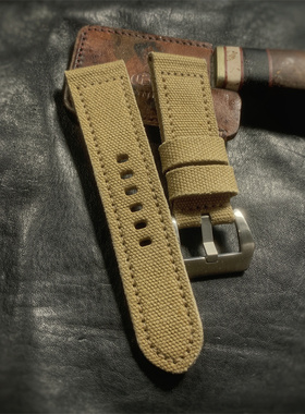 男士粗狂防汗双面帆布手工定制表带适用于沛纳海精工帝舵等