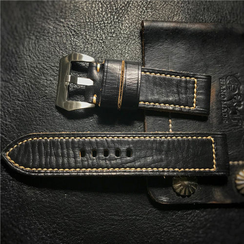 沛纳海柔软复古手工制作牛皮表带
