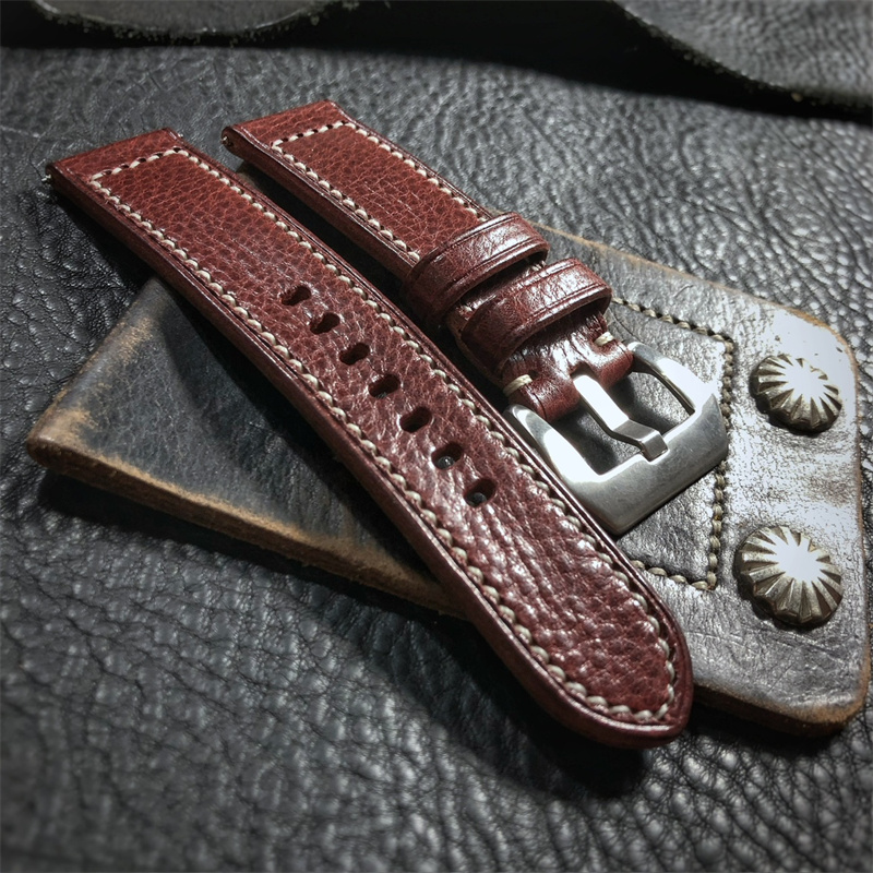 较厚牛皮表带亮光手工定制