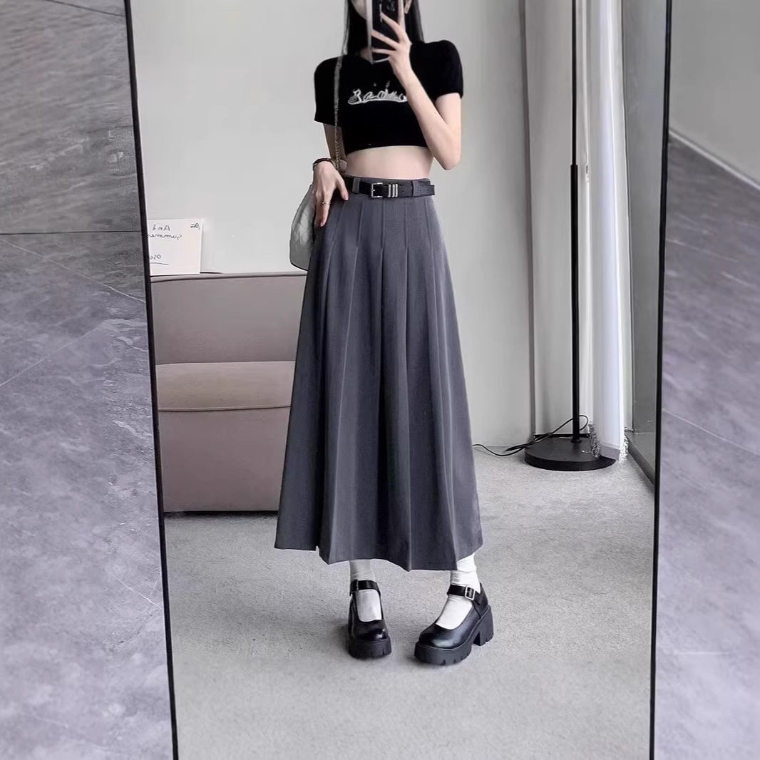 灰色学院风西装裙半身裙女生春秋