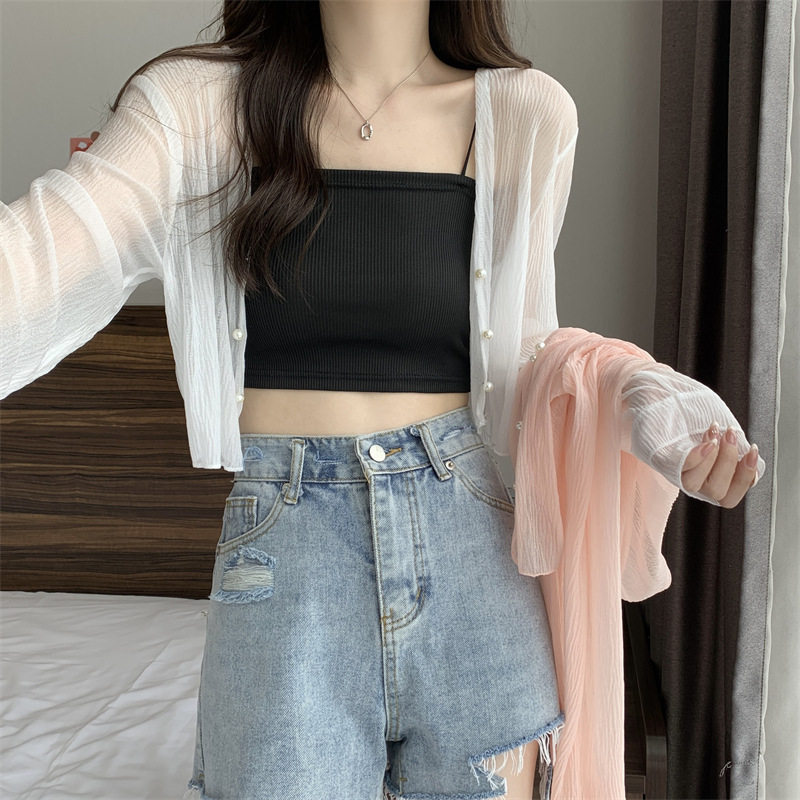 防晒长袖雪纺衫女士2025新款披肩夏季开衫外搭学生外套上衣ins潮