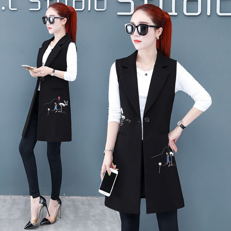 一粒扣韩版中长款西装领时尚百搭