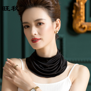 围脖女护颈防晒套头夏天领圈桑蚕丝真丝假领子骑行春秋夏脖套围巾