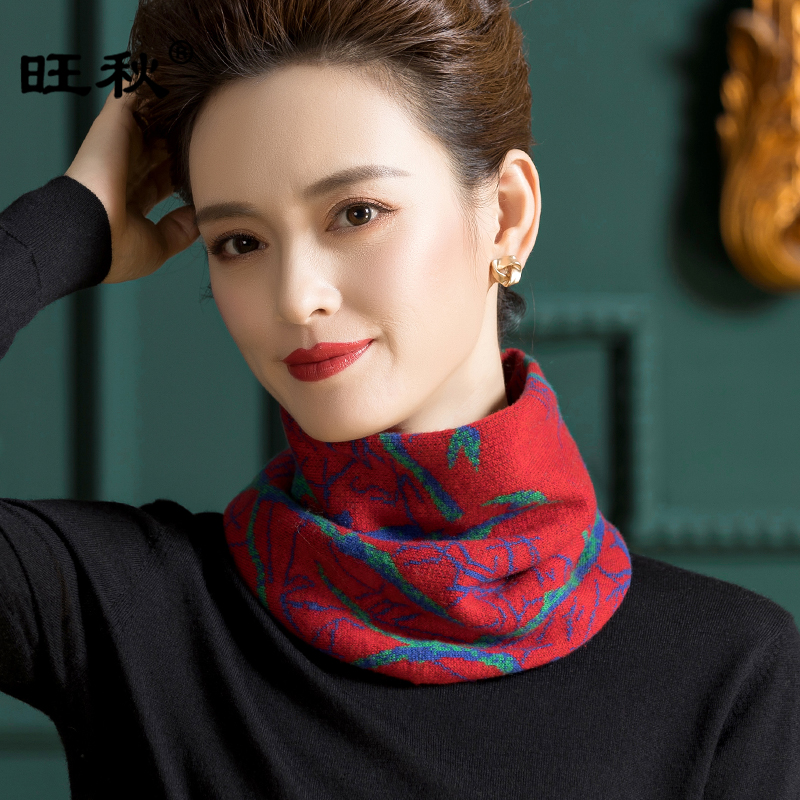 旺秋秋冬套头加厚女性提花围脖