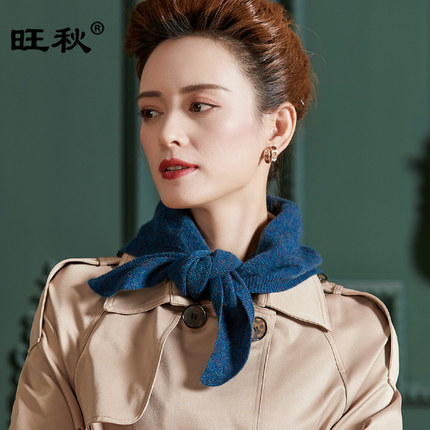 100%羊毛针织小披肩护颈三角巾围脖纯色百搭羊毛围巾外搭保暖领巾
