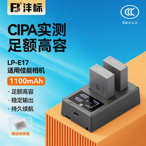 沣标LP-E17相机电池110适用佳能R50 R8  m6mark2 R10 RP 200D二代 750D 760D 800D 850D M5 M6充电器套装