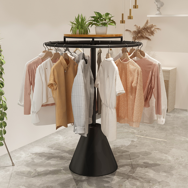 高档童装店服装展示架旋转衣挂架圆形落地式中岛裤子女装陈列架子