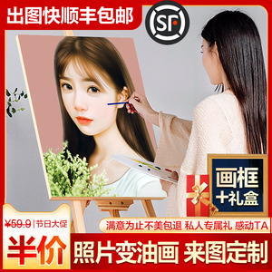 数字油画定制照片真人手工diy填色装饰挂画创意女生日礼物油彩画