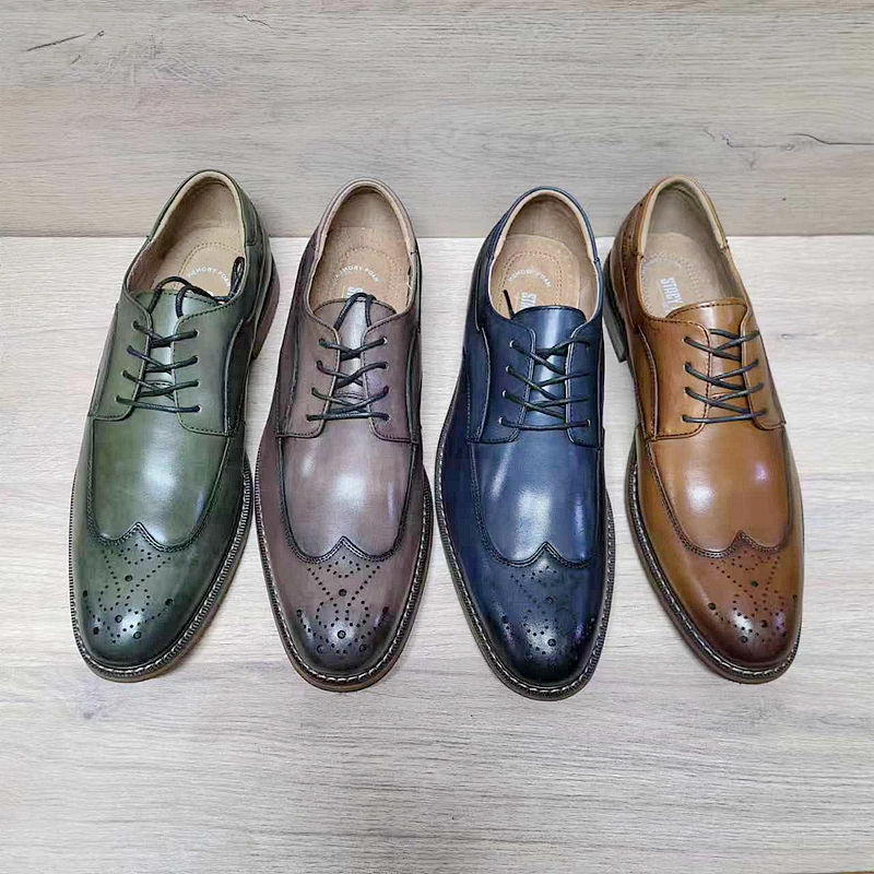 高端外贸布洛克商务皮鞋真皮大码