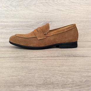 高端外贸男鞋真皮轻便夏季透气一脚蹬皮鞋英伦复古休闲乐福鞋尖头