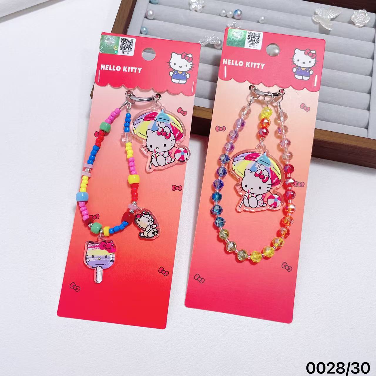 三丽鸥儿童发饰可爱卡通HelloKitty串珠手机链女孩串珠挂件钥匙扣