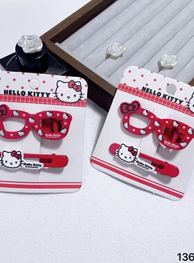 Hello Kitty可爱卡通红色发夹边夹刘海夹KT发夹头饰发饰品发卡