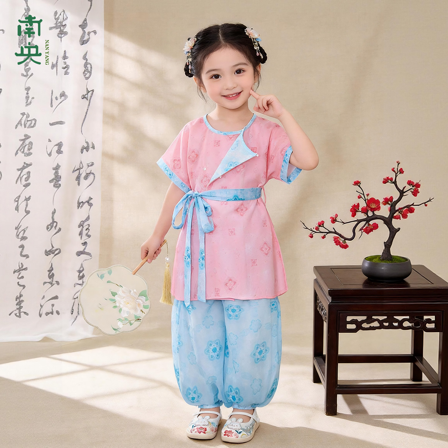汉服女童2026夏季新款女孩唐制圆领袍儿童国风唐装唐朝长安演出服