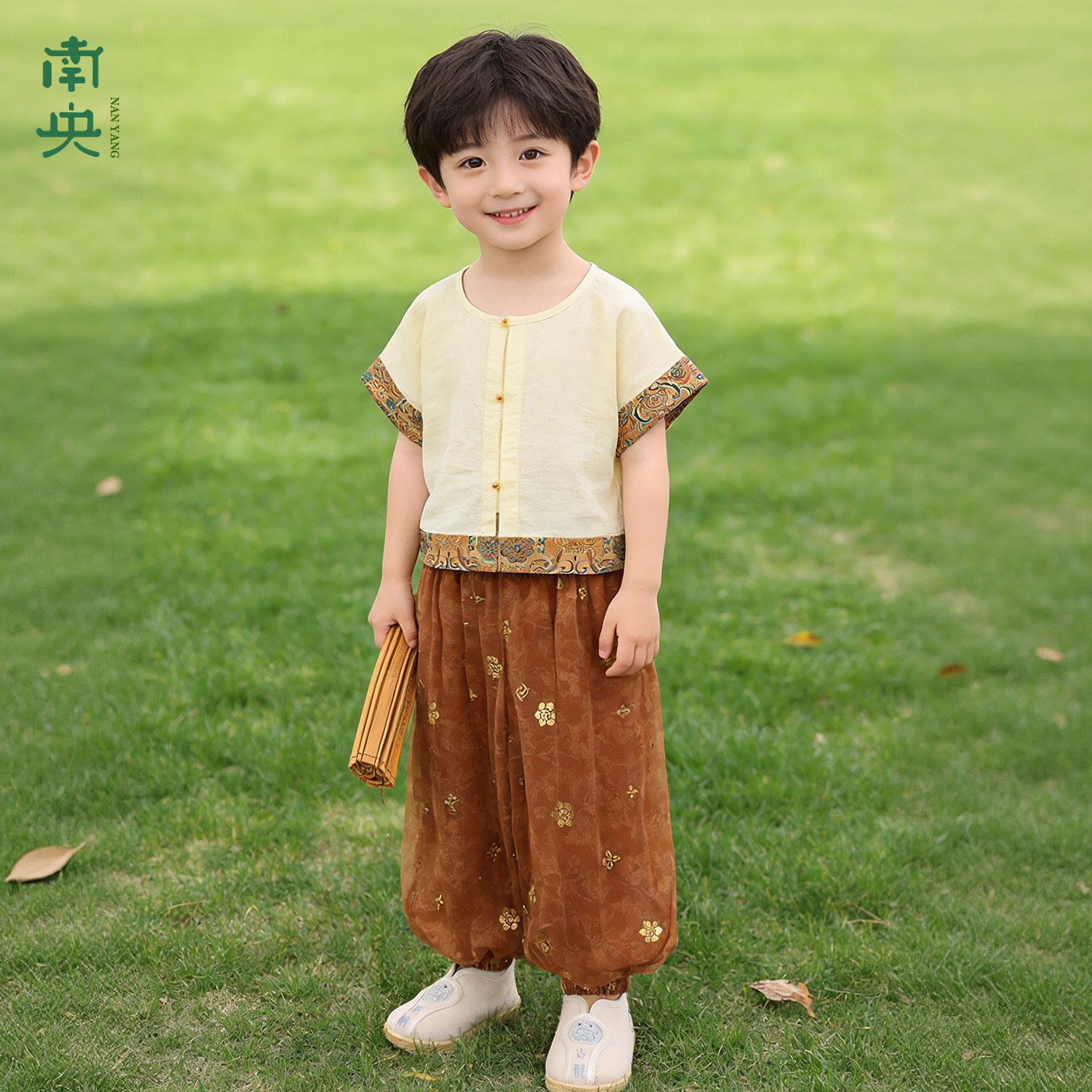 日常可穿古装汉服男童唐制套装夏季国风儿童唐装褙子六一演出服