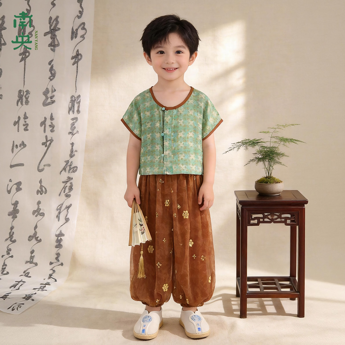 国风儿童唐制汉服男童短袖长裤套装夏季唐朝褙子宝宝唐装男孩古装