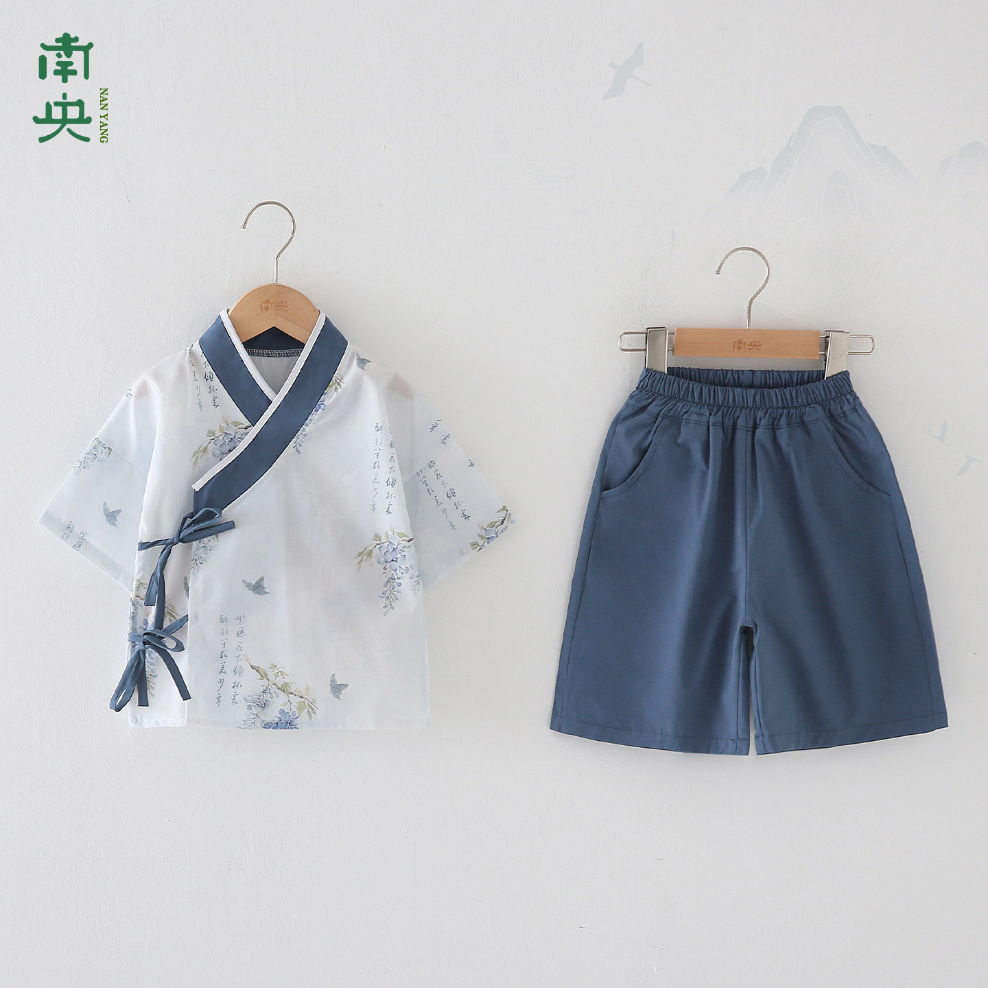宝宝汉服男童短袖短裤两件套夏季薄款儿童唐装新中式国风演出古装