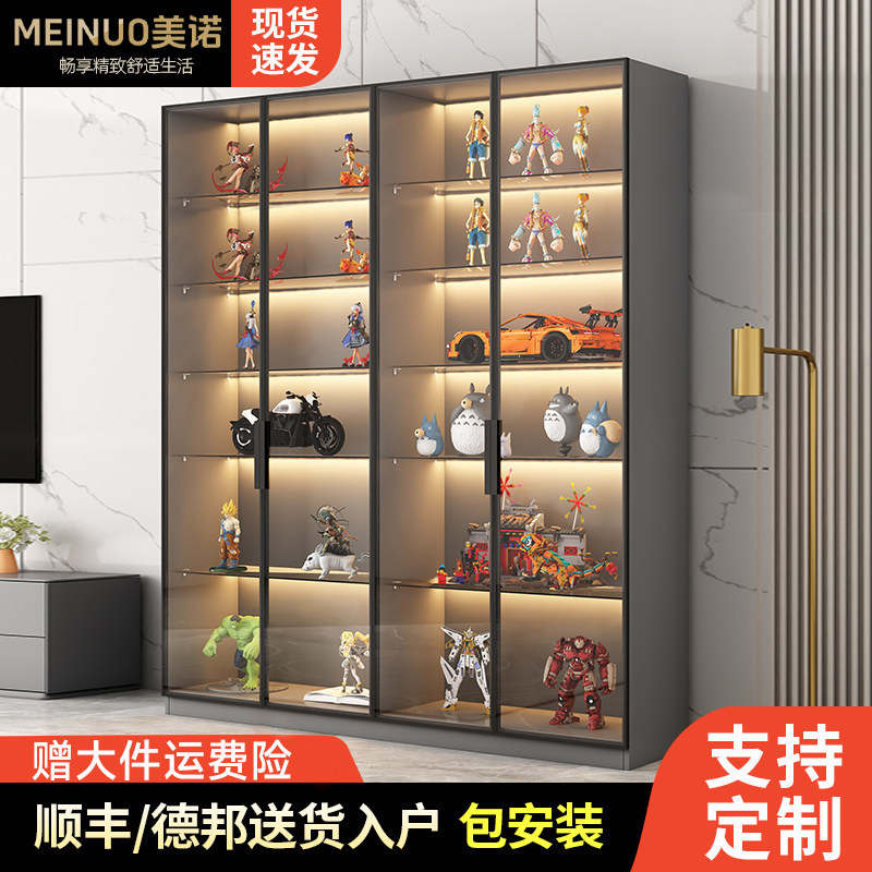 手办柜书柜一体整墙落地展示书架客厅收纳柜家用包安装储物柜