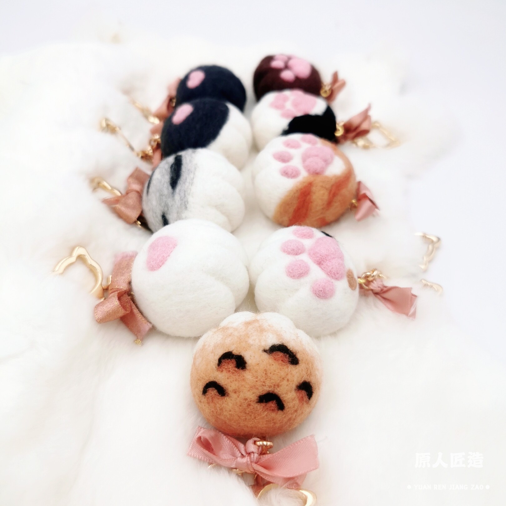 猫爪钥匙扣女钥匙圈环韩国创意可爱毛球小挂件汽车情侣钥匙环卡通