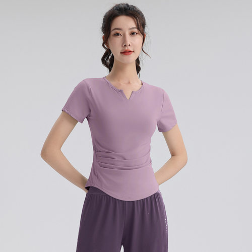 防晒瑜伽服女速干健身服小蛮腰运动上衣普拉提训练服长袖罩衫春季