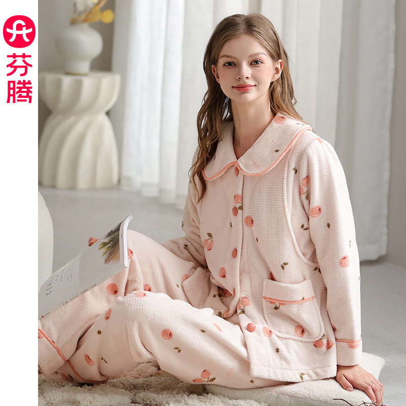 芬腾【速暖绒月子服】秋冬季加厚保暖孕妇睡衣产后喂奶哺乳家居服