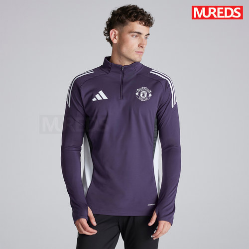 曼联官方正品阿迪达斯25/26赛季足球套头半拉链长袖训练服JP3124