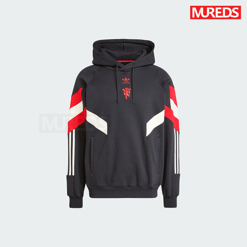 曼联官方正品阿迪达斯三叶草球员同款加绒连帽卫衣套头衫IS6521