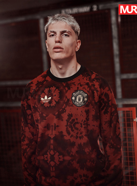 曼联官方正品阿迪达斯新年新春扎染系列足球长袖卫衣套头衫JF0364