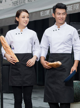 厨师服后厨房衣服中西餐咖啡厅酒店饭馆蛋糕房白色工作服秋冬长袖
