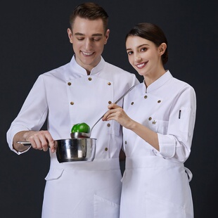 酒店厨师长工作服长袖秋冬装定制餐厅饭店厨艺比赛服定做印字