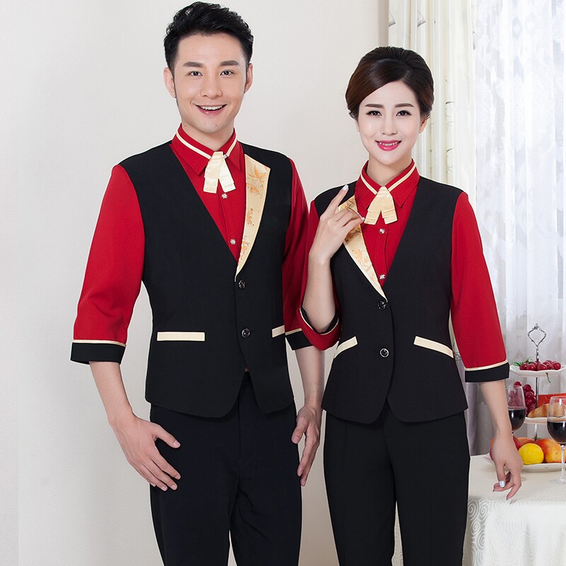 酒店工作服秋冬装女 服务员饭店制服 火锅餐饮茶楼农家乐服装长袖