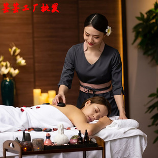 美容师工作服2020新款显瘦足浴足疗按摩技师工衣女浴场沐足服套装