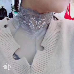 09045 朔绘 蕾丝高领竹纤维长袖