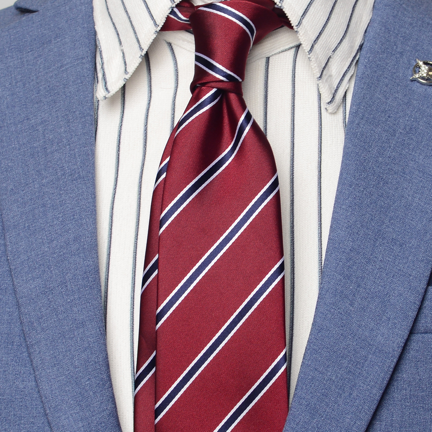 男士领带酒红蓝缕条纹男士服手打款cm正装毕业照新郎结婚1009k