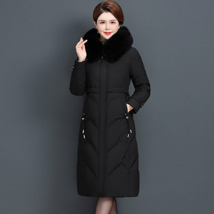 高端羽絨服女中長款 氣質(zhì)媽媽加厚白鴨絨狐貍毛領(lǐng)保暖 新款 2025冬裝