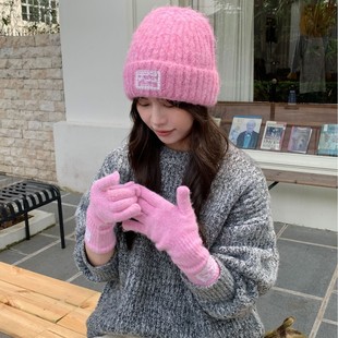 2025年帽子女春秋毛线卷边薄款 女纯色蕾丝冷帽百搭 针织帽显脸新款