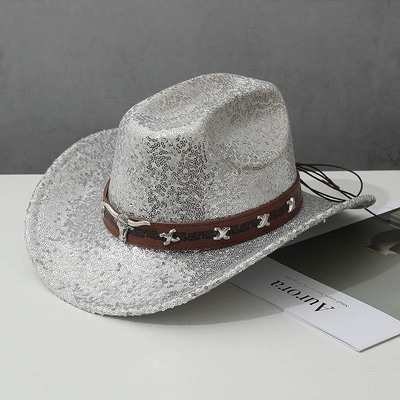 纯色西部牛仔帽子男女户外旅游防晒遮阳登山帽藏族毛呢帽休闲百搭
