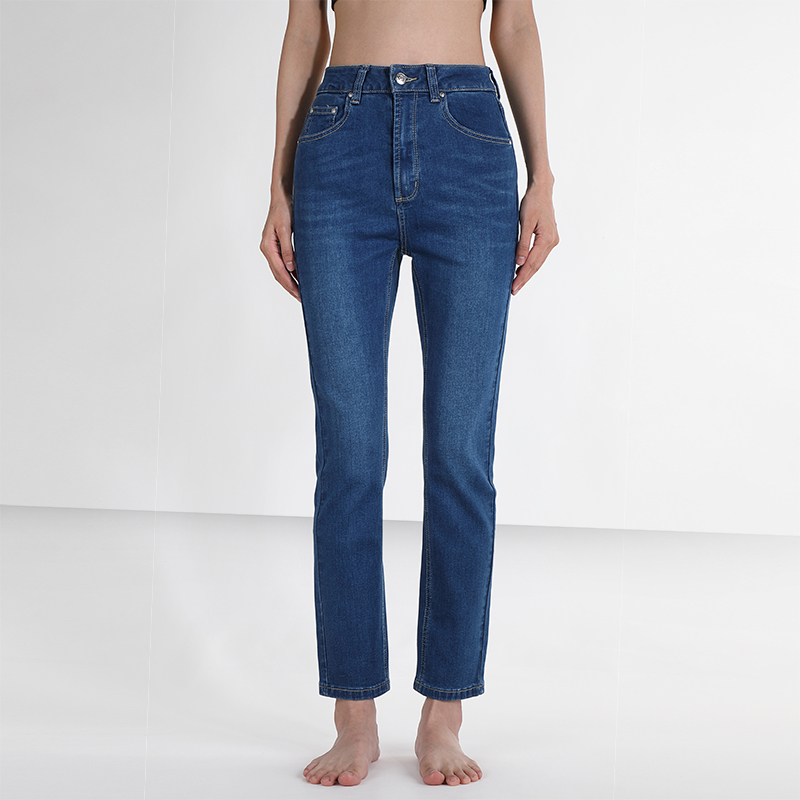 小直筒毛边牛仔裤显瘦烟管裤