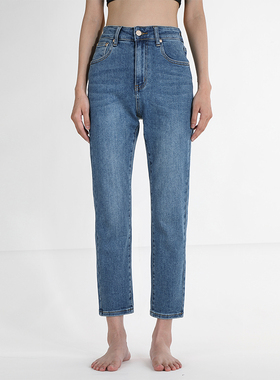 GPOD VGOZE水洗修身烟管复古高腰铅笔小直筒牛仔裤女2025冬新款1