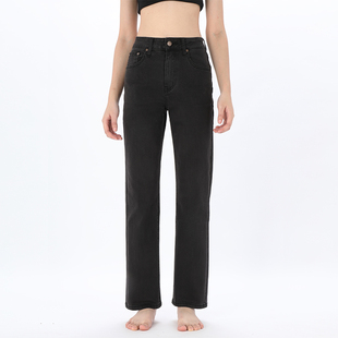 gpod IUPL欧美水洗炭黑色阔腿拖地宽松高腰直筒牛仔裤女2025新款4