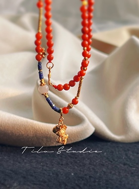 原创设计精品天然南红小米珠百搭多戴款珠链