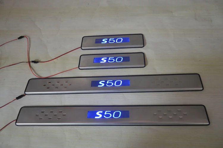 景逸S50带灯门槛条不锈钢led