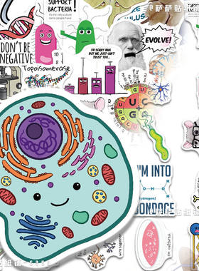100张Biology Sticker生物学知识点学习贴纸卡通创意装饰防水贴画
