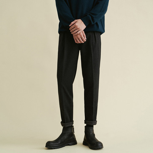 九分裤秋冬休闲毛呢锥形西装裤